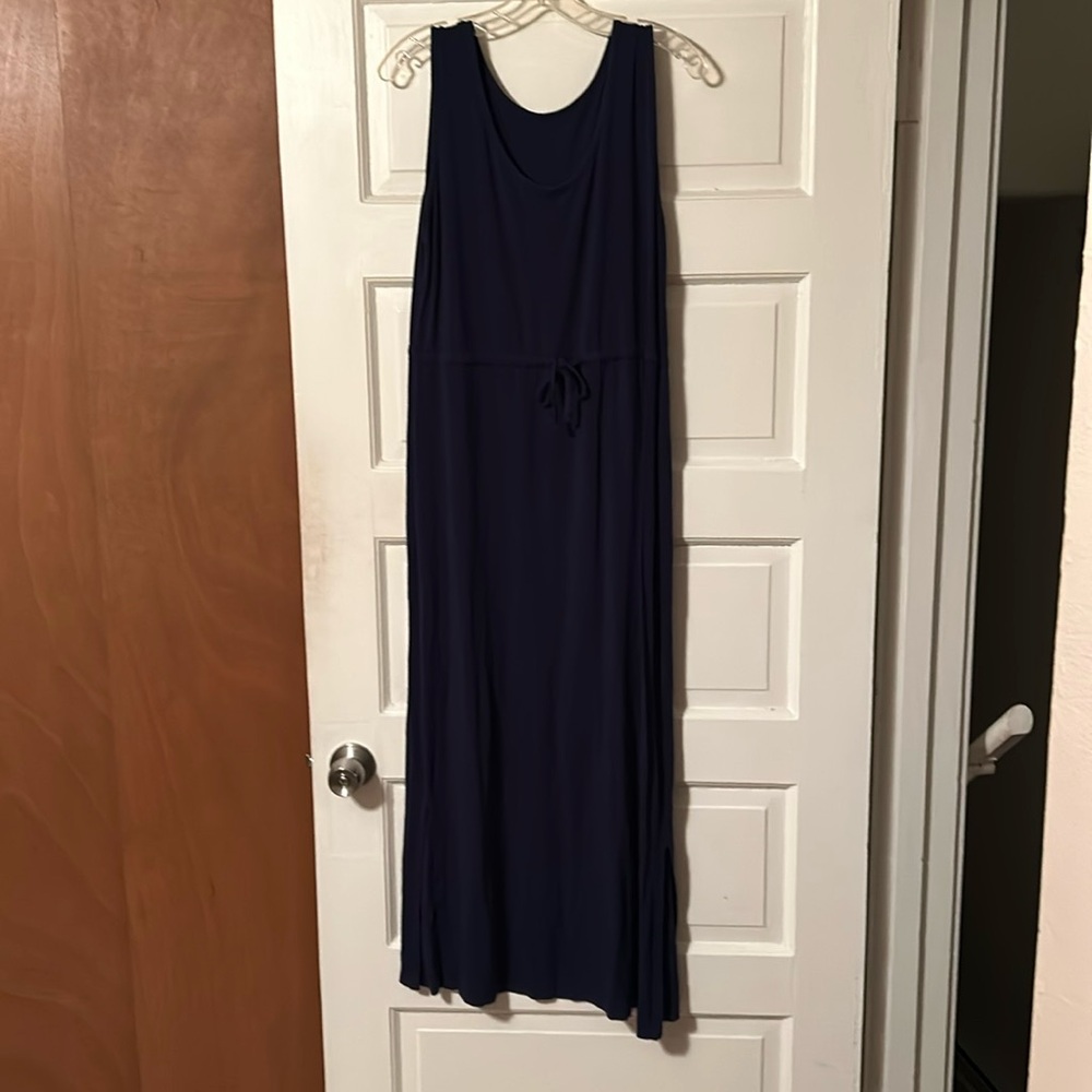 Serra large navy blue tank top maxi dress with small slits on both sides